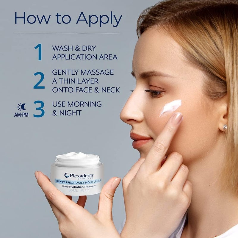 Plexaderm Daily Face Moisturizer - Hyaluronic Acid for Deep Hydration - For All Skin Types, Fragrance-Free, 1 fl oz - Image 4