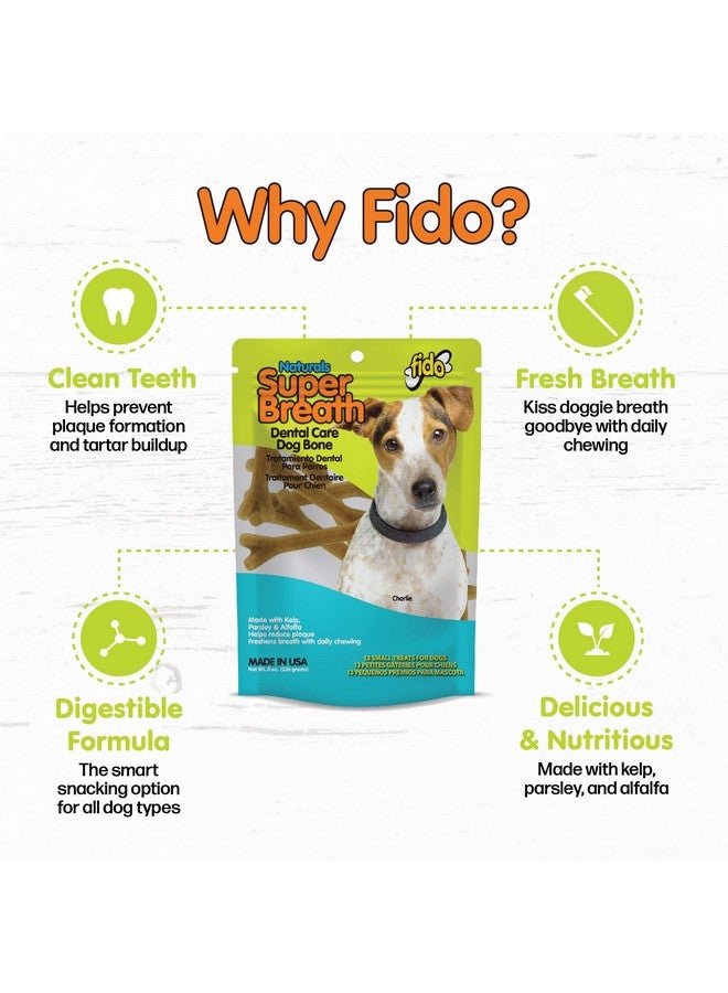 Fido Naturals Super Breath Dental Care Bones for Dogs - 13 Treats Per Pack (3 Pack) - for Small Dogs (Made in USA) - Dog Dental Chews Help Reduce Plaque, Tartar Buildup, and Freshens Breath - Image 3