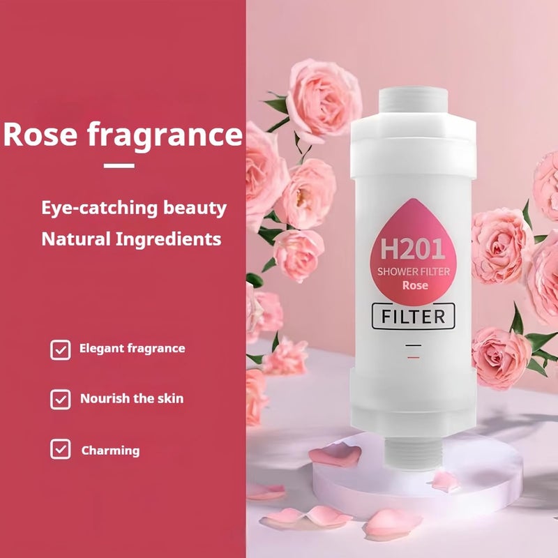 Fejytor Rose Vitamin Shower Filter, Aromatherapy Shower Infuser, Shower Head Filter for Hard Water Softener, Filters Impurities, Rust Removal, Chlorine Removal, Anti Hair Loss, Prevents Dry Skin (Rose) - Image 2