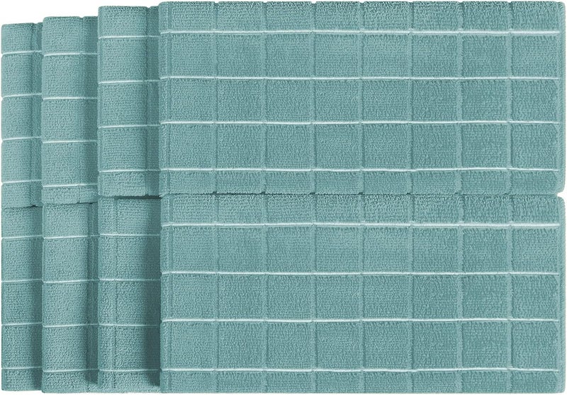 HYER KITCHEN Microfiber Dish Towels - Soft, Super Absorbent and Lint Free Kitchen Towels - 8 Pack (Lattice Designed Lake Blue Colors) - 26 x 18 Inch - Image 2