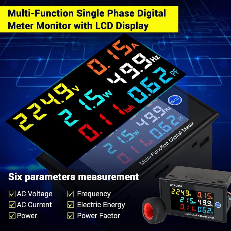 Digital Multimeter with HD LCD Display,AC 0 9999A Current & 40 300V Voltage Tester for Home Energy Monitoring - Image 2