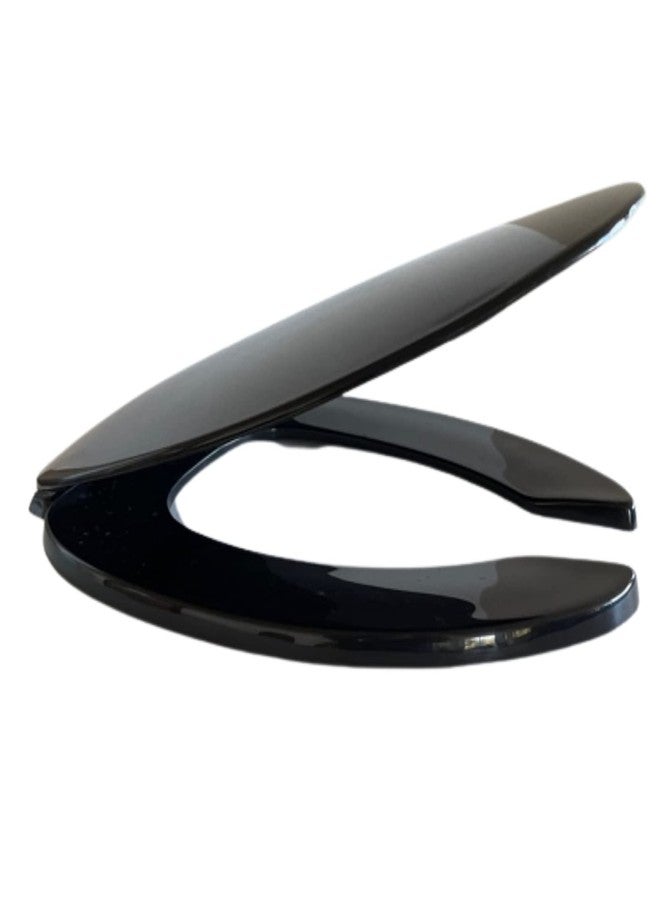 Centoco DS620-407 Elongated Plastic Toilet Seat, Open Front with Cover, Heavy Duty Hinge, Regular Duty Residential or Light Weight Commercial Use, Black