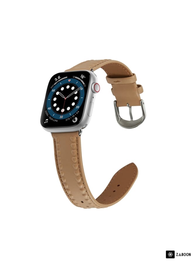 Zaboon Embossed Love Genuine Leather  Watch Band For Apple Watch 8 45mm - Image 2