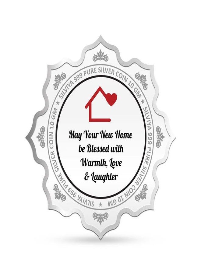 Silviya BIS Hallmarked Housewarming 999 Pure Silver Coin (10 Gram) - Lotus Shape - Home Inaugration - Griha Pravesh - New Home Gift - With Certificate of Authenticity - Image 3