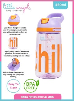 Kids Water Bottle with Straw 450ml Lightweight Leakproof Portable with Handle for School Outdoor Sports Travel CHIL Design - Color Purple - pzsku/Z5EA5E3C0D25D5D7F8124Z/45/_/1737443814/5dcc905d-dd33-4f5a-9b56-634fa1b40f54