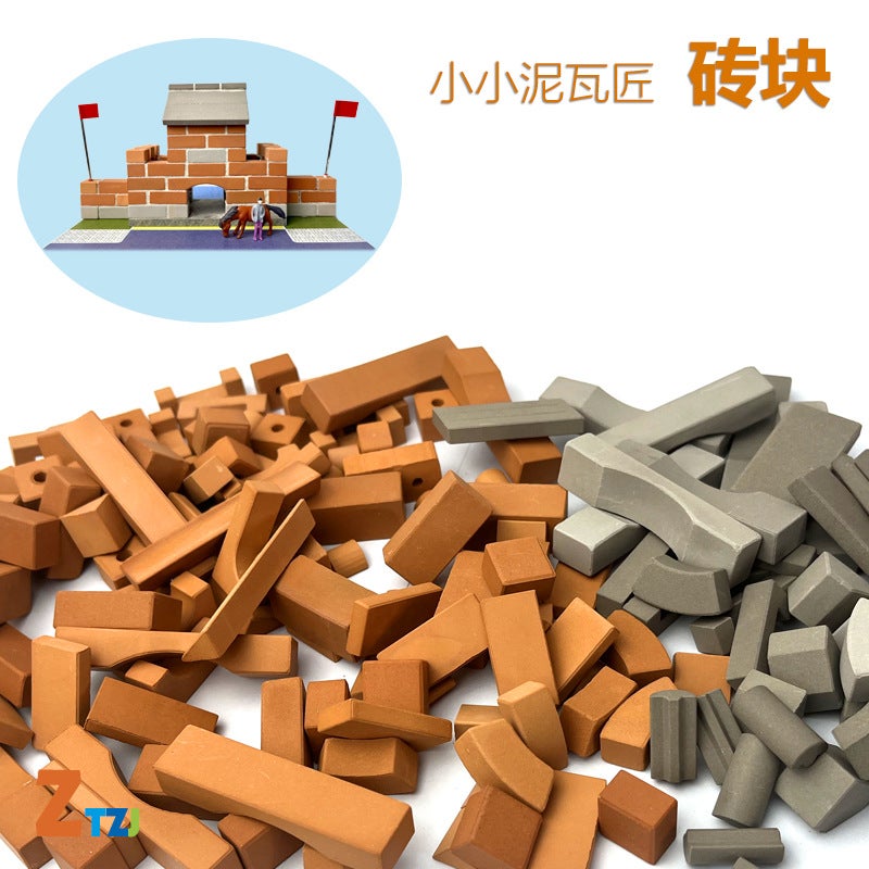 Children'S Masons Building Houses With Wall Toys Small Cabin Model Assembled Handmade Diy Architect Cement Bricks - Image 2