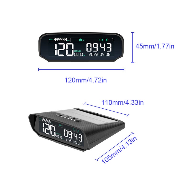 شاشة رأسية للسيارة (HUD): شاشة LCD سوداء عالية الوضوح - شاشة رأسية لاسلكية تحديد المواقع عبر GPS لسياقة السيارات اليومية والرحلات الطويلة المسافة - Image 2