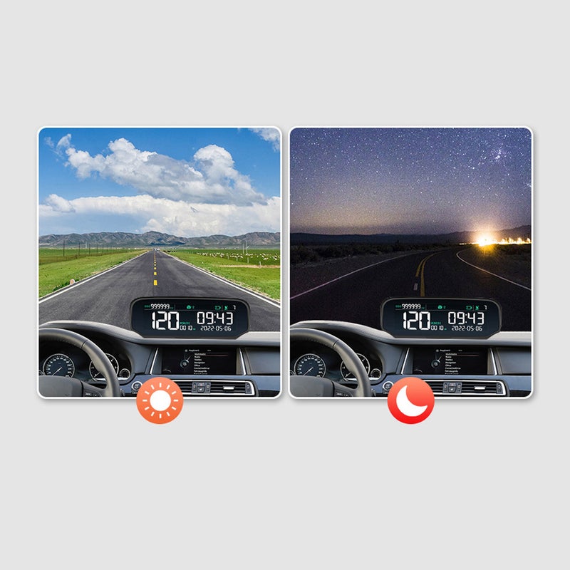 شاشة رأسية للسيارة (HUD): شاشة LCD سوداء عالية الوضوح - شاشة رأسية لاسلكية تحديد المواقع عبر GPS لسياقة السيارات اليومية والرحلات الطويلة المسافة - Image 3
