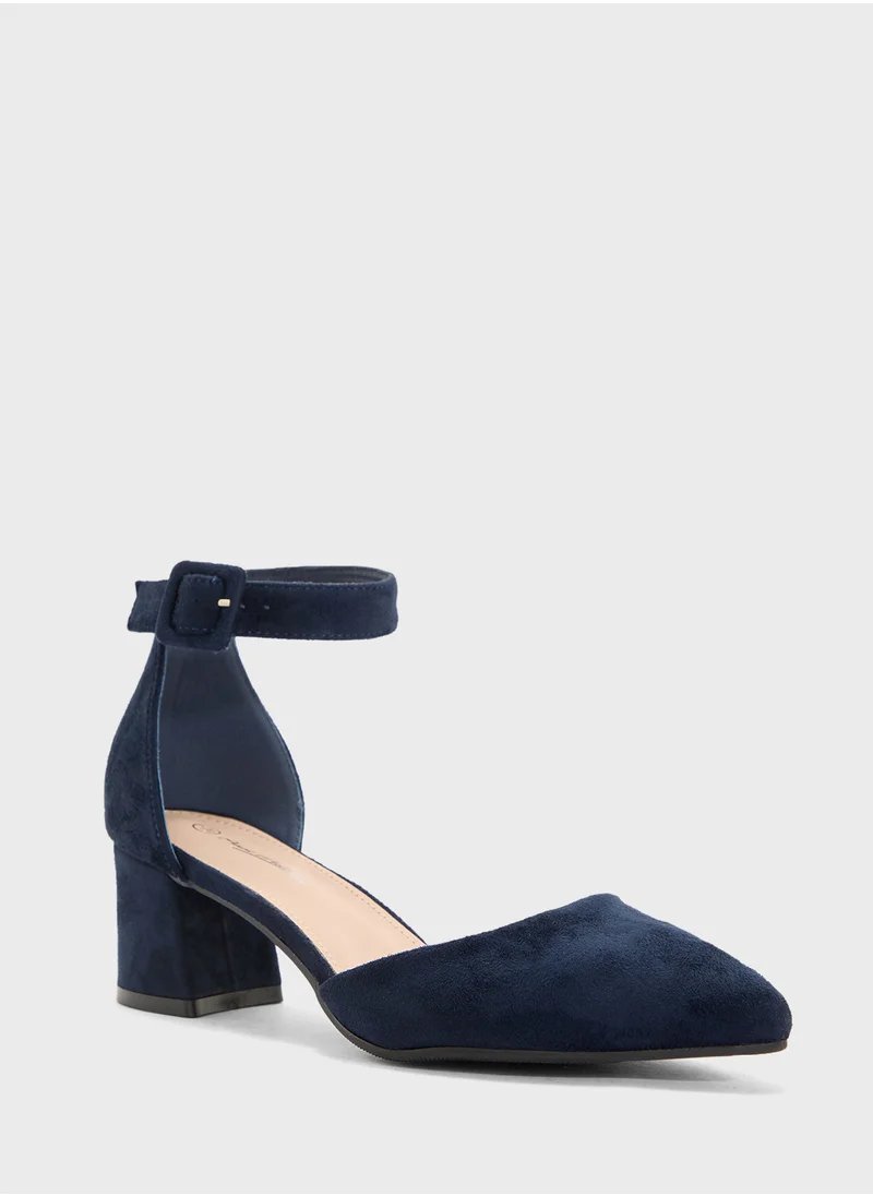 ايلا Low Heel Pump With Ankle Strap