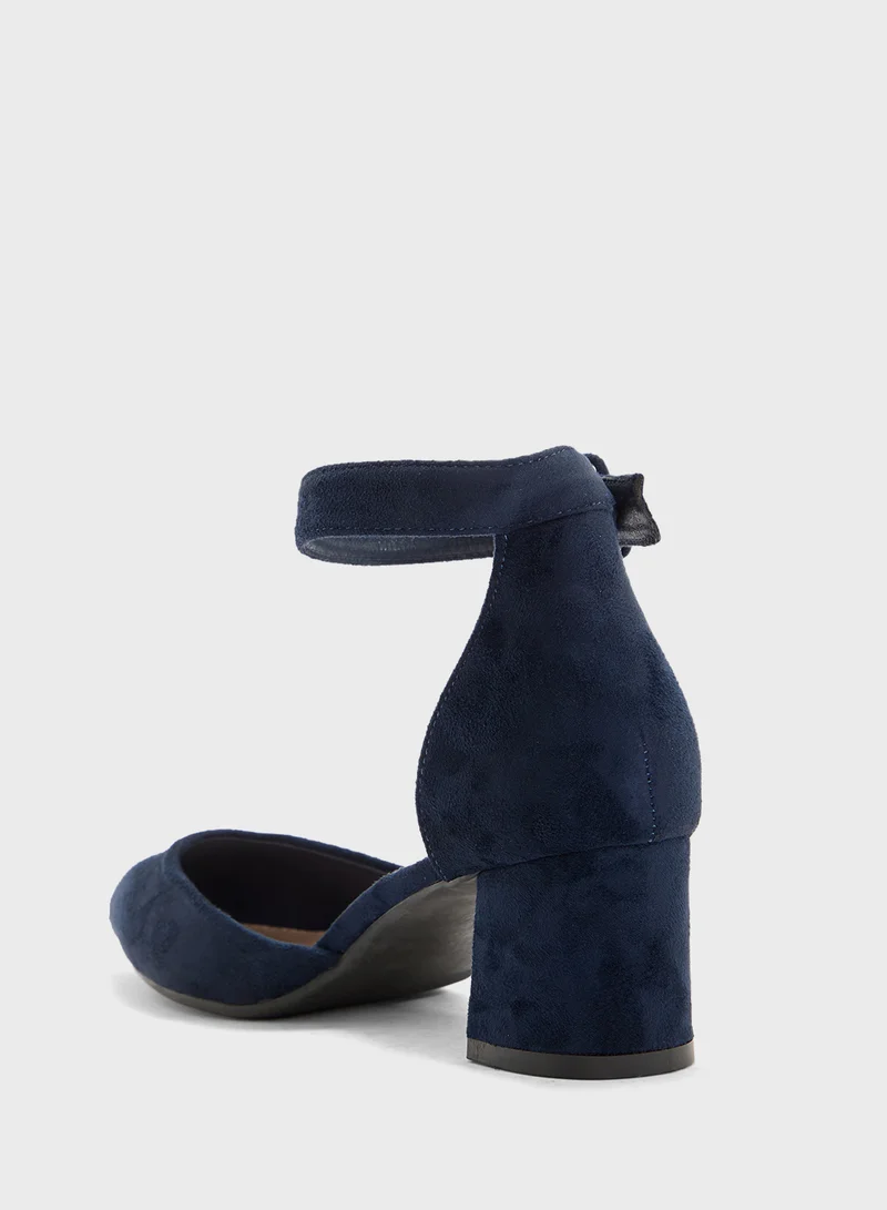 Anne Michelle Low Heel Pump With Ankle Strap