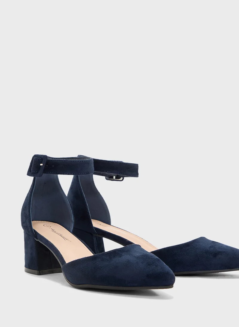Anne Michelle Low Heel Pump With Ankle Strap