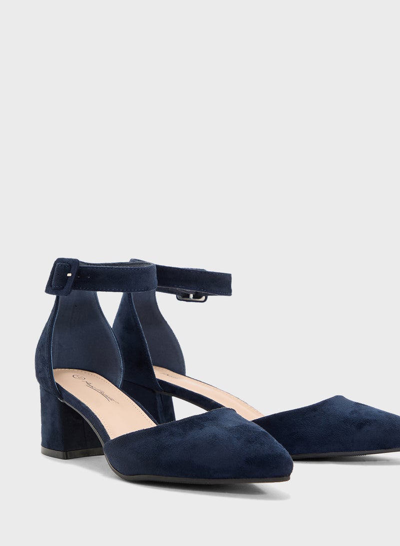 Anne Michelle Low Heel Pump With Ankle Strap  - Image 4