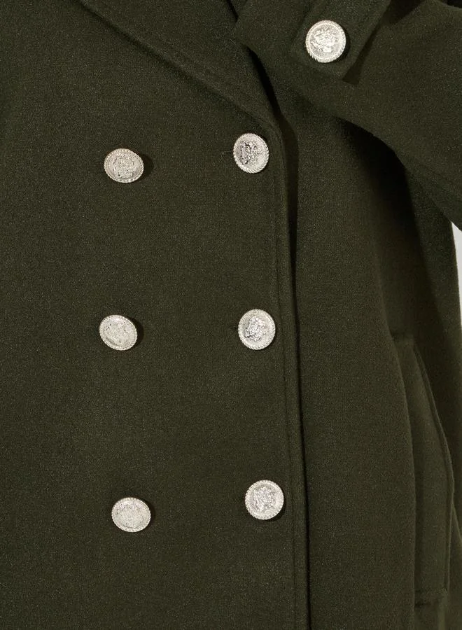 Styli Boxy Fit Longline Double Breasted Wool Like Coat
