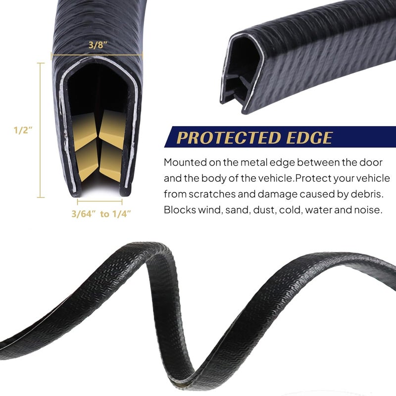Goldwheel Black Edge Trim 1/2" X 3/8" - U-Channel Rubber Automotive Weather Stripping - 12 Feet - Image 2