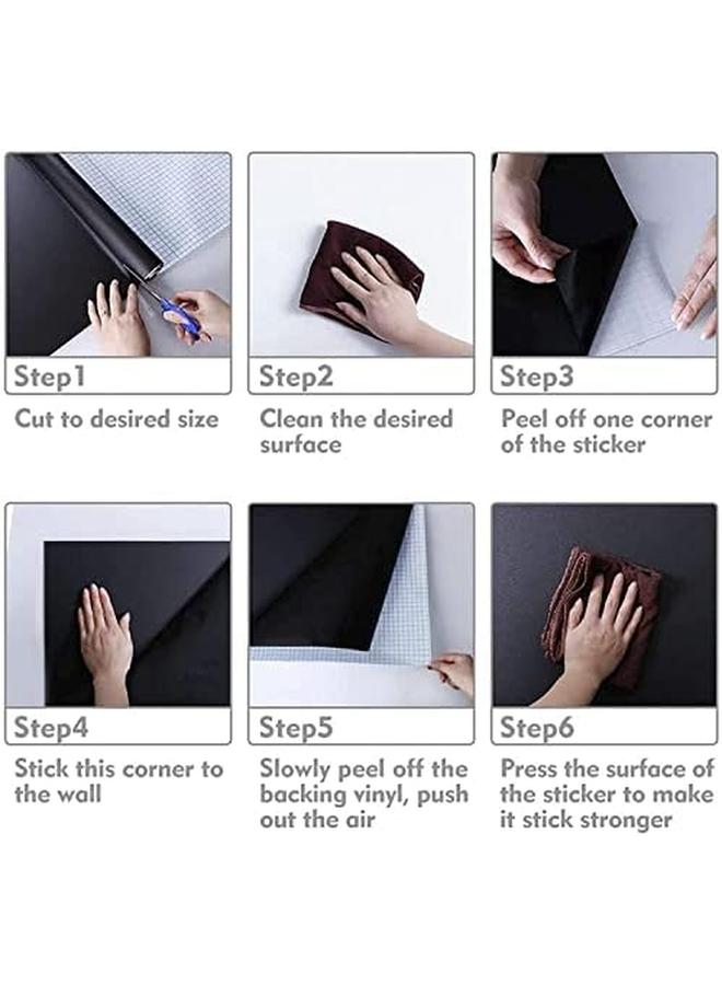 KASTWAVE ورق السبورة 1 لفة ورق فينيل للسبورة قابل للإزالة ملصقات حائط ذاتية اللصق قابلة للإزالة وإعادة الاستخدام وقابلة للمسح ورق حائط السبورة للأطفال والمنزل والمكتب باللون الأسود - Image 4