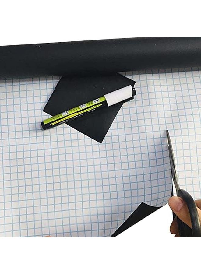 KASTWAVE ورق السبورة 1 لفة ورق فينيل للسبورة قابل للإزالة ملصقات حائط ذاتية اللصق قابلة للإزالة وإعادة الاستخدام وقابلة للمسح ورق حائط السبورة للأطفال والمنزل والمكتب باللون الأسود - Image 2