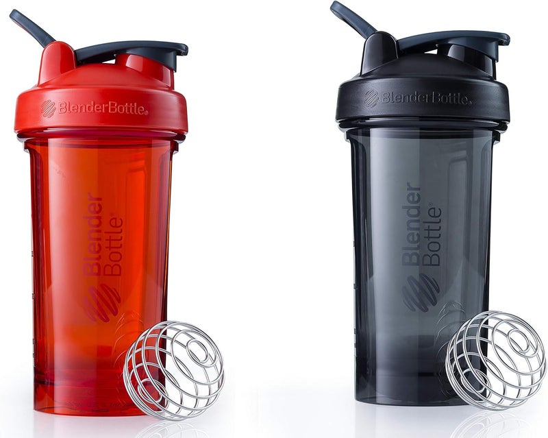 BlenderBottle زجاجة خلط بلندر بوتل برو سيريز مع قاعدة مستديرة وغطاء فوهة 24 أونصة 2 عبوة أسود برتقالي - Image 1