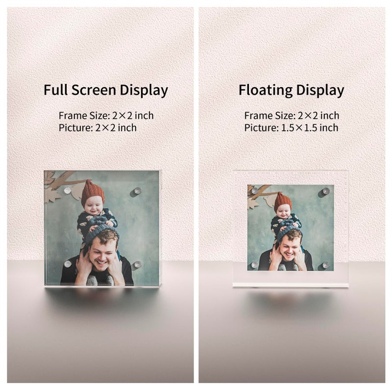 Sezanrpt إطارات صورة أكريليك 2x2 2x2 إطار الصورة المصغرة ل 2 × 2 صور واضحة عرض تذكرة إطار نصائح صغيرة - Image 5