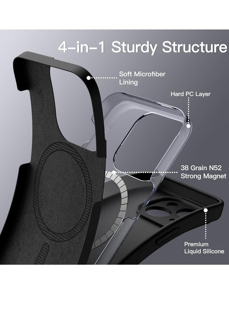 MUNTAQI Magnetic Silicone Case for iPhone 15 6.1-Inch, Compatible with MagSafe, Phone Cover with Camera Lens Full Protection (Black) - Image 4