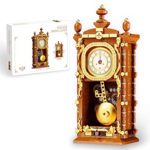 Vziimo Retro Clock Building Blocks Set Vintage Pendulum Clock Model Kit with Real Functional Timepiece Creative Gift Toys for Adults Teens 14 751 PCS - Image 1