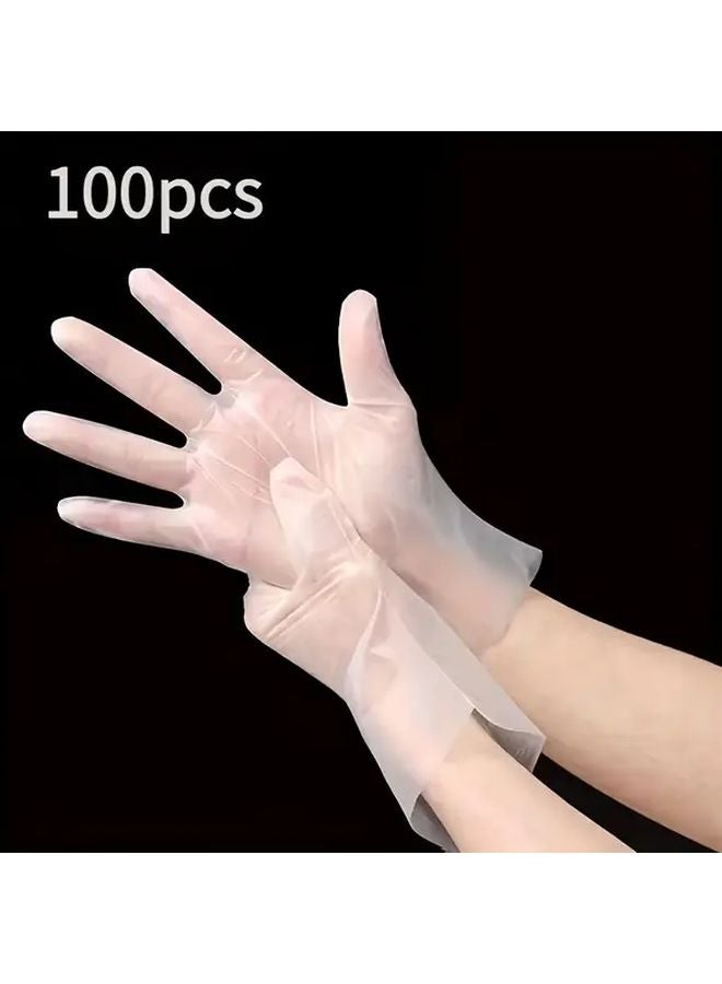 100 Small Pieces Heavy Duty Transparent TPE Gloves Thick Durable for Kitchen Bathroom Outdoor Cleaning Cooking Household Chores - Image 2