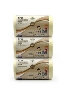 Tru Vanilla Scented Garbage Bags Compact Roll 46x52cm 6 Gallon ( 30pc x 3 Rolls ) 90 bags  - Image 1