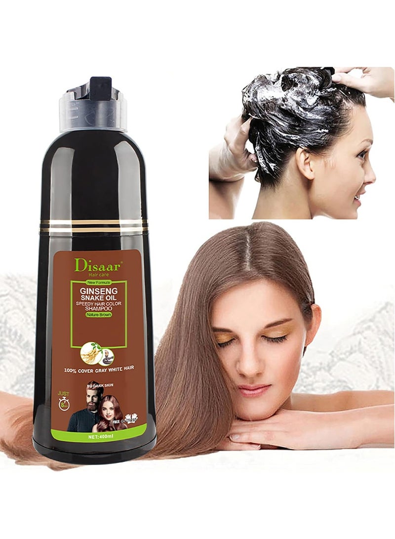 Disaar Dark brown hair color shampoo with argan oil 400 ml - Image 4