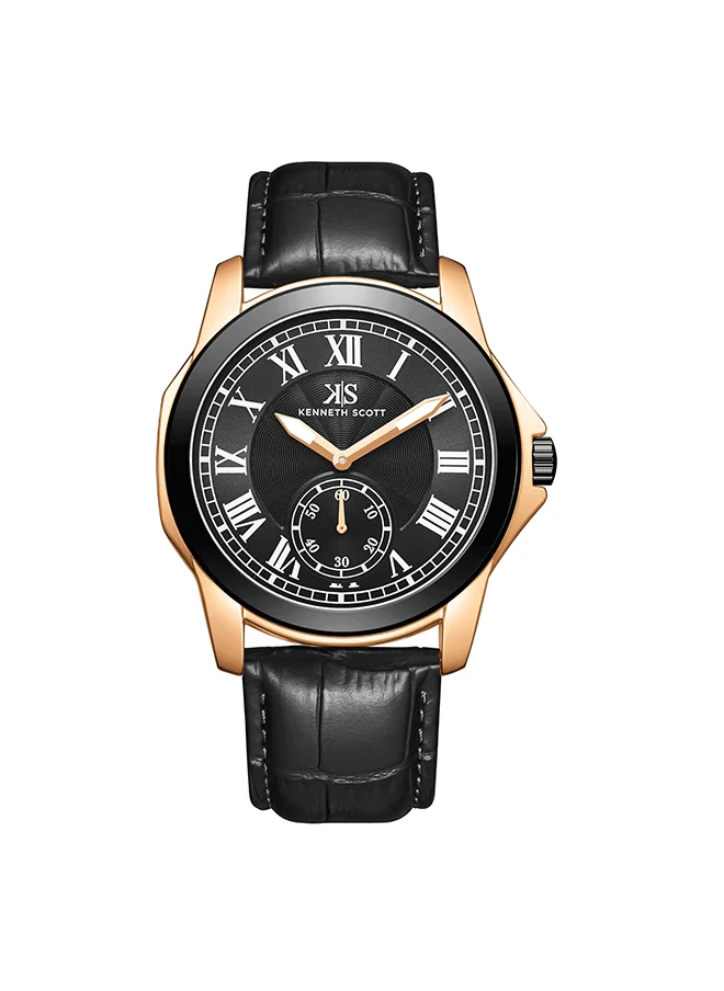 KENNETH SCOTT Men's Black  Dial Analog Watch - K24018-KLBB