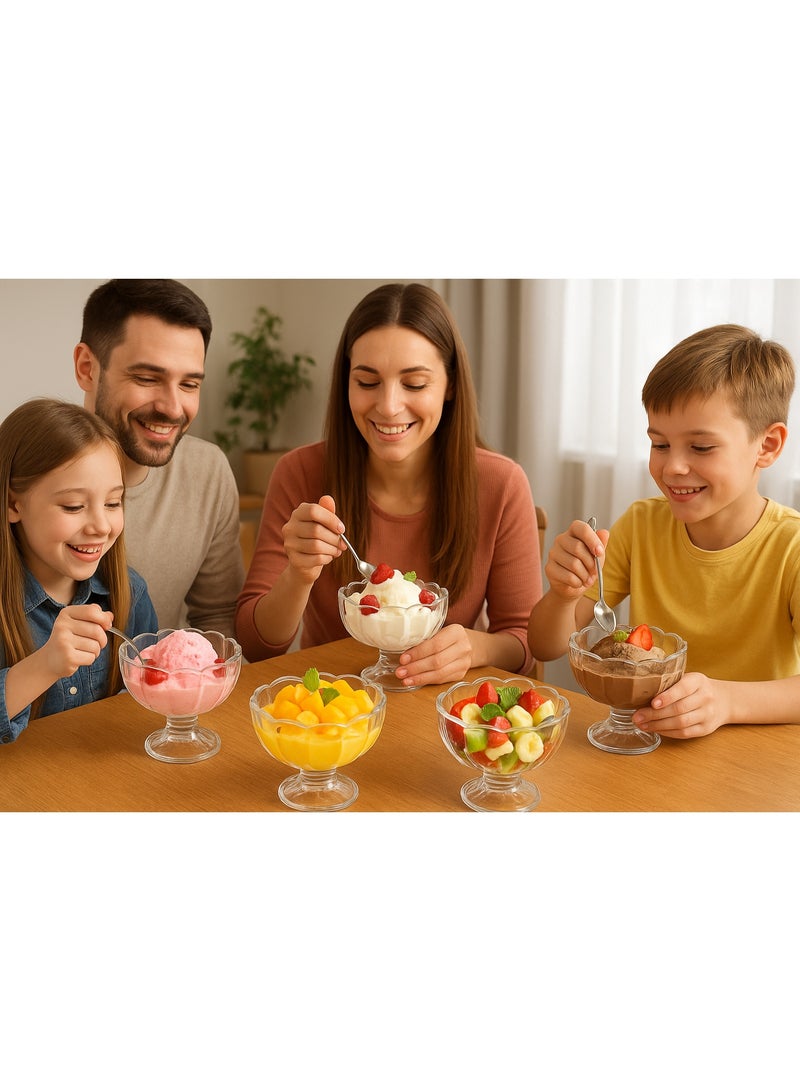 واو كأس آيس كريم زجاجي – وعاء تقديم الحلويات والفاكهة بزجاج شفاف - Image 3