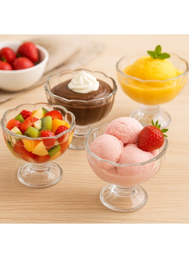 واو كأس آيس كريم زجاجي – وعاء تقديم الحلويات والفاكهة بزجاج شفاف - Image 4