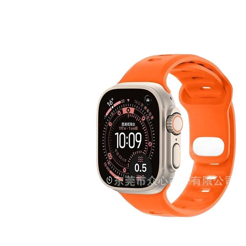 سوار ساعة ذكية باللون Starlight قابل للتعديل سوار رياضي من السيليكون متوافق مع Apple Watch 42/44/45/49mm بملاءمة قابلة للتعديل وحزام بديل - Image 2