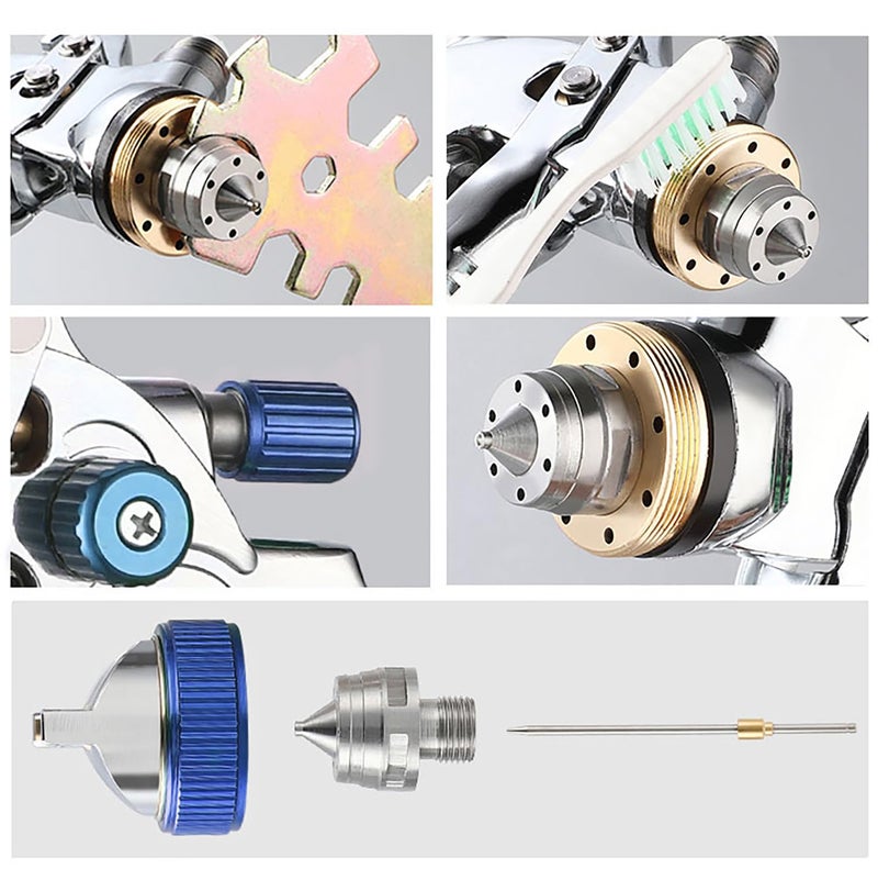 ENDOZER Professional HVLP Spray Gun Set Gravity Feed Air Spray Gun with 1.3, 1.5, 1.8mm Nozzles 20oz 600cc with Gauge for Auto Paint, Primer, Clear/Top Coat & Touch-Up (Not Suitable for Latex Paint) - Image 5