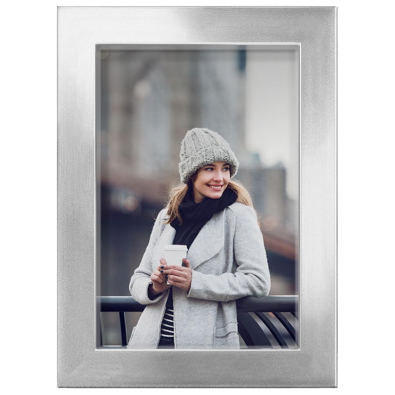 Renditions Gallery Renditions 4x6 inch Solid Wood Picture Frame  High Definition Glass and High-end Modern Style Ready for Wall and Tabletop Photo Display  Silver Frame - Image 1