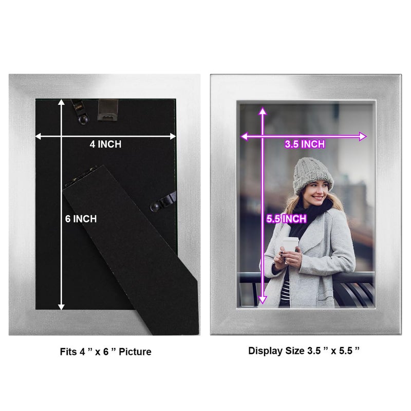 Renditions Gallery Renditions 4x6 inch Solid Wood Picture Frame  High Definition Glass and High-end Modern Style Ready for Wall and Tabletop Photo Display  Silver Frame - Image 5