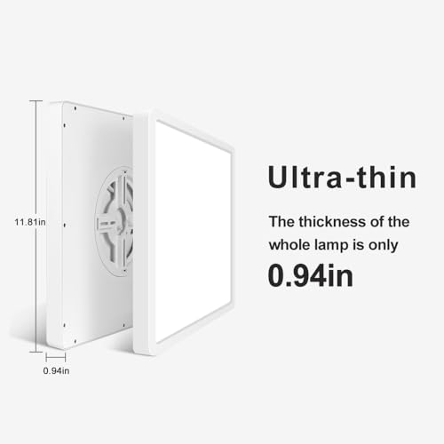 Bingotec LED Flush Mount Ceiling Light Fixture, 5000K Daylight White, 12inch 24W, 3200LM, Slim Flat Panel Lighting Fixture, Square Modern Ceiling Lamp for Bedroom, Kitchen, Living Room, Closet, Stairwell - Image 5