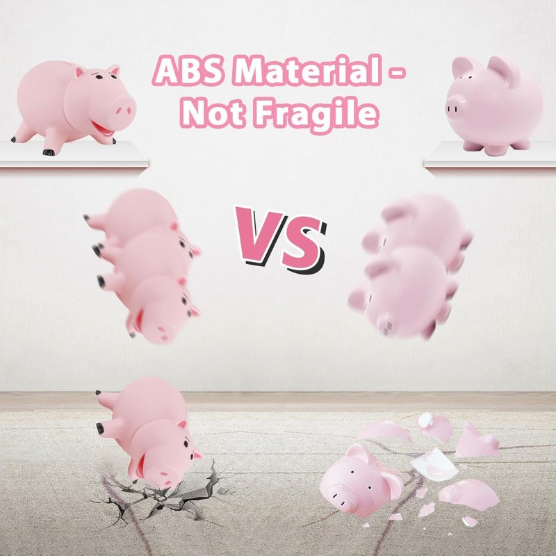PHOCAS Hamm Piggy Bank Unbreakable Cute Pink Pig Money Bank Plastic Saving Coin Bank for Kids Christmas Birthday Gift - Image 4