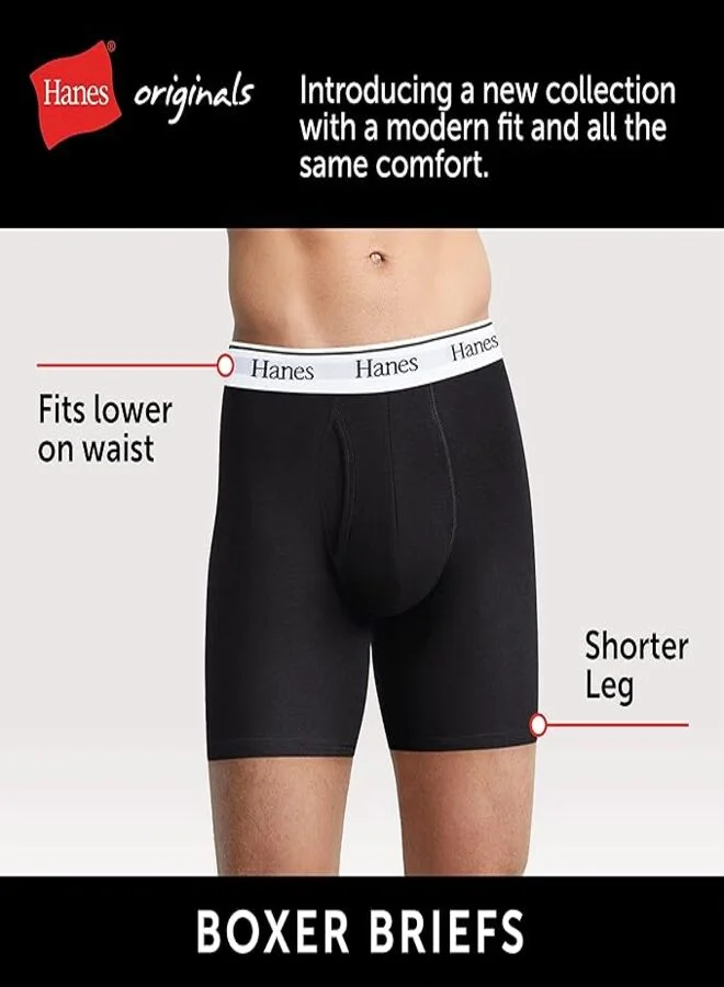 Hanes  Hanes Originals Men’s Boxer Briefs , Stretch Cotton Moisture-Wicking Underwear, Modern Fit Low Rise, Multipacks for Men | Best Price UAE