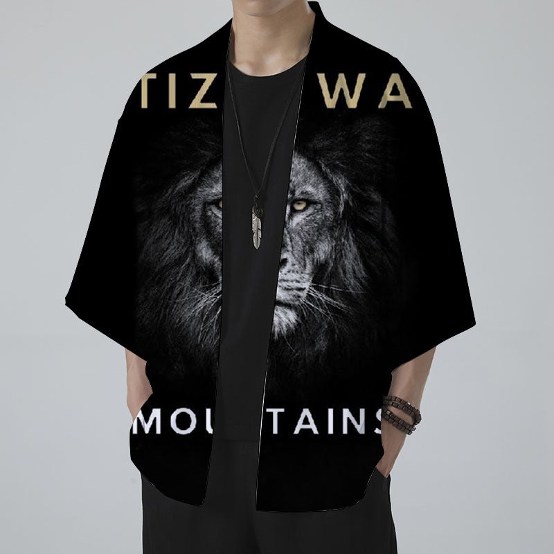 New Animation Peripheral Series 3D Digital Color Printing Retro Feather Woven Loose Seven Sleeve Cape - Image 1
