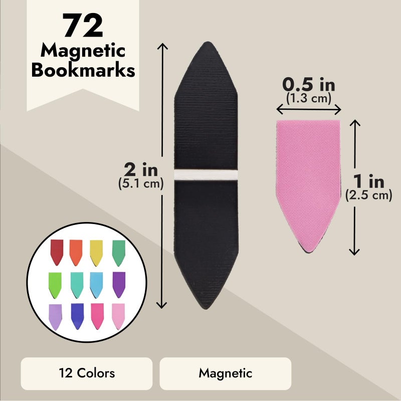 Bright Creations 72 Pack Rainbow Arrow Magnetic Bookmarks - Bulk Mini Magnet Page Clip Markers for Reading - 12 Colors (1 x 0.5 in) - Image 4