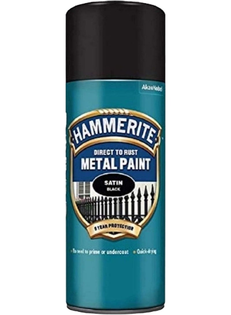 Hammerite Aerosol Spray Paint Satin Black 400 ML - Image 1