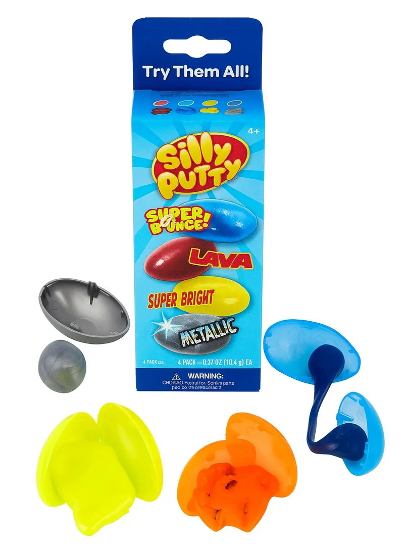 Crayola Crayola Silly Putty Specialty Pack – 4 Count | Superbounce, Lava, Superbright & Metallic Eggs | Classic Stretchy Toy for Kids & Adults, Sensory Fidget Fun, Safe & Nontoxic