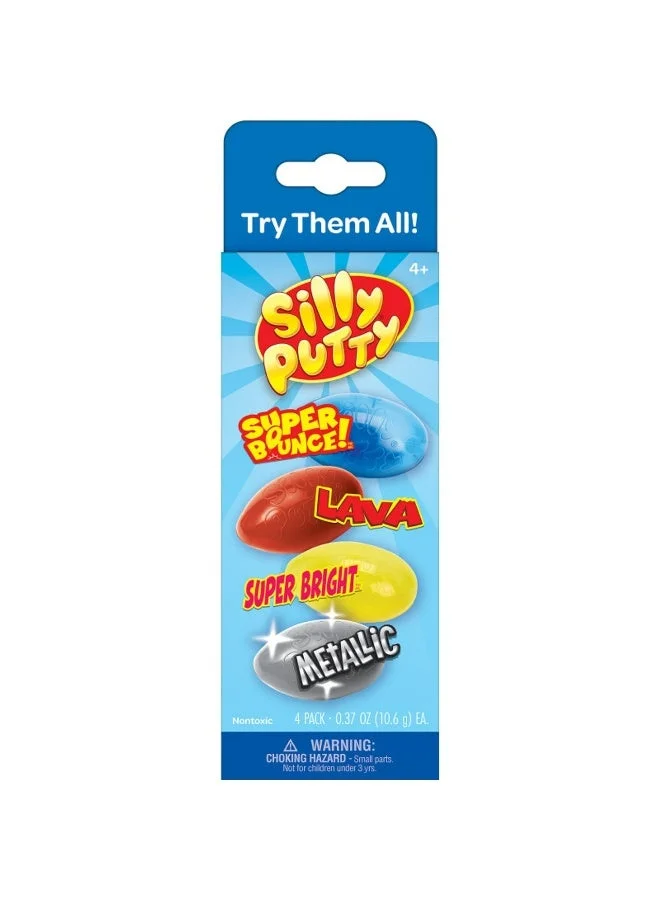 Crayola Crayola Silly Putty Specialty Pack – 4 Count | Superbounce, Lava, Superbright & Metallic Eggs | Classic Stretchy Toy for Kids & Adults, Sensory Fidget Fun, Safe & Nontoxic
