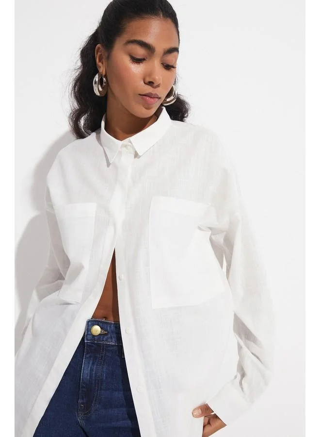JUNE June Pocket Cotton Shirt