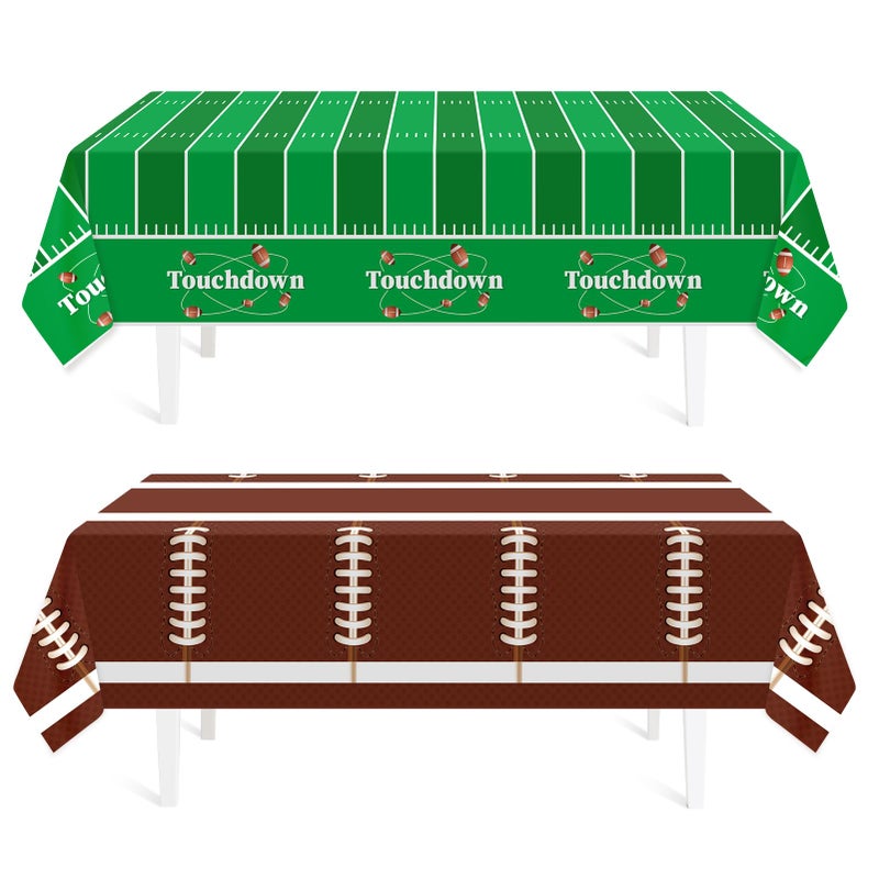 Football Party Decorations2 Pack Football Tablecloth Disposable Plastic Tablecloth 54 x 108Football Birthday Party DecorFootball Table Cloth for Rectangle TablesFootball Party Supplies for Home
