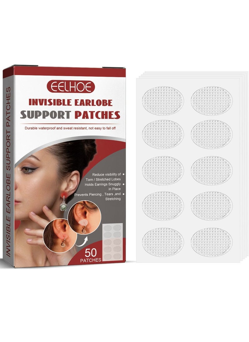 EELHOE - Clear Earring Support Patches, Earring Backs for Droopy Ears, Ear Care Products for Torn or Stretched Ear Lobes (50 Patches) - Image 1