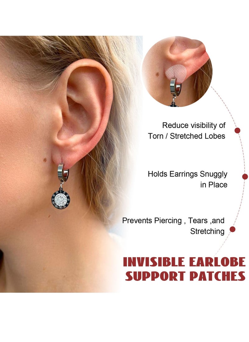 EELHOE - Clear Earring Support Patches, Earring Backs for Droopy Ears, Ear Care Products for Torn or Stretched Ear Lobes (50 Patches) - Image 1