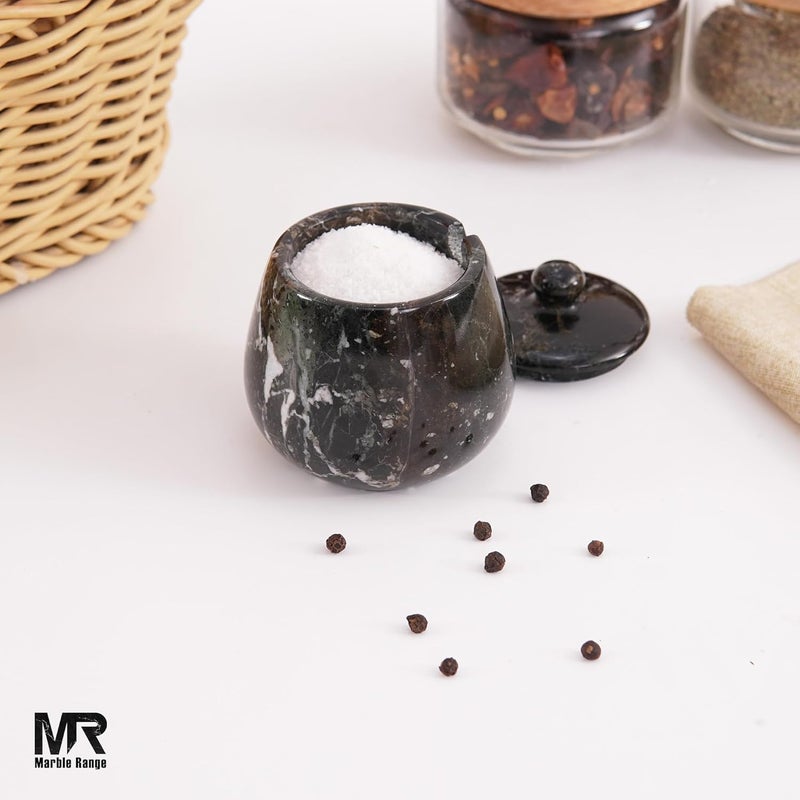 MARBLE RANGE Marble Salt Cellar with Lid 3.5 Inch handmade Black Stone Salt Jar for Kitchen, Herb & Spice Storage Container, Countertop Sugar Bowl, Elegant Marble Canister – Perfect Holiday & Christmas Gift - Image 5