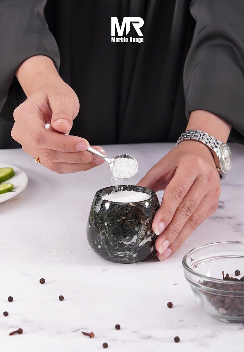 MARBLE RANGE Marble Salt Cellar with Lid 3.5 Inch handmade Black Stone Salt Jar for Kitchen, Herb & Spice Storage Container, Countertop Sugar Bowl, Elegant Marble Canister – Perfect Holiday & Christmas Gift - Image 2