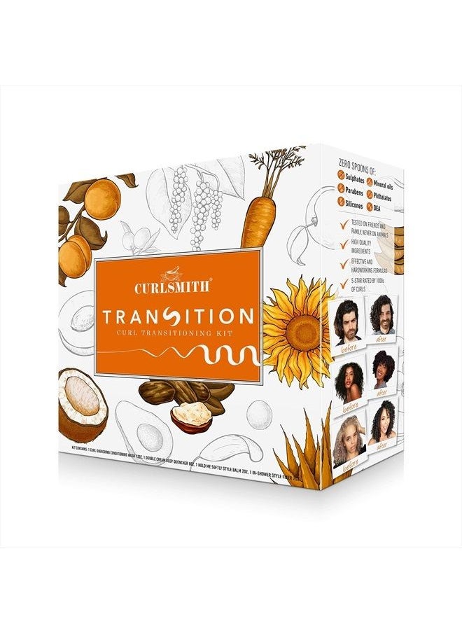 CURLSMITH - Transition Kit - Vegan Haircare Kit for Dry, Wavy, Curly or Coily Hair (1 x 12oz, 1 x 8oz, 2 x 2oz) - Image 1