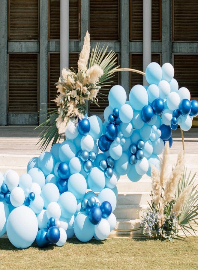 YMSZ Blue and White Balloons, 50pcs 12 inch Blue White Confetti Balloons Kit, Metallic Chrome Blue Latex Balloons for Birthday, Baby Shower, Graduation Decorations - Image 4